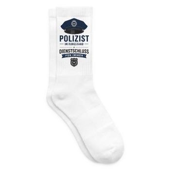 Polizist im Ruhestand – Polizeimütze Rente Spruch - Tennissocken - Weiß - Rechts