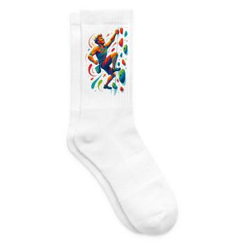 Bouldern Motivation: Kletterer Kunst Design - Tennissocken - Weiß - Rechts