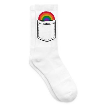 Pride Rainbow in Pocket - Chest Pocket - Tennis socks - white - Right
