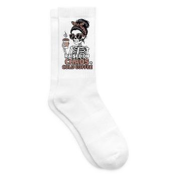 Chaos and Coffee: Skeleton Style - Tennis socks - white - Right