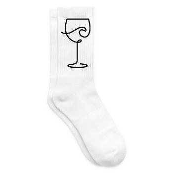 Wine glass for wine lovers and time-out - Tennis socks - white - Right