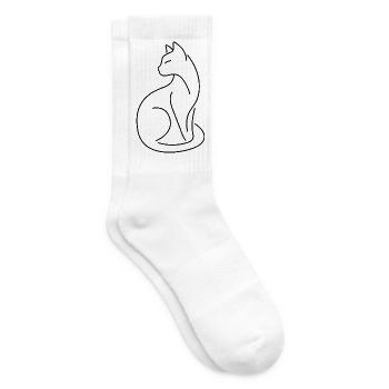 Silhouette de chat matou-chat aux lignes noires - Chaussettes de tennis - blanc - Droite