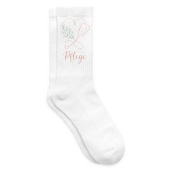 Pflege mit Herz Floral - Tennissocken - Weiß - Rechts