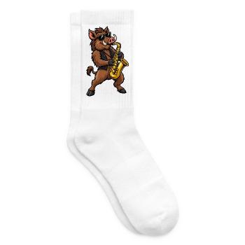 Wildschwein mit Saxophon - Tennissocken - Weiß - Rechts