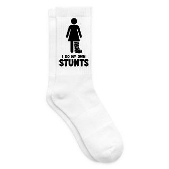 Ich mache meine Stunts selbst. Gute Besserung, Fra - Tennissocken - Weiß - Rechts