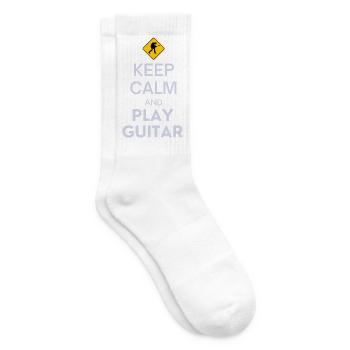 Keep Calm Play Guitar – Lustiges Musikergeschenk - Tennissocken - Weiß - Rechts