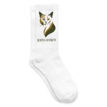 Quietly Confident – Selbstbewusste Katze - Tennissocken - Weiß - Rechts