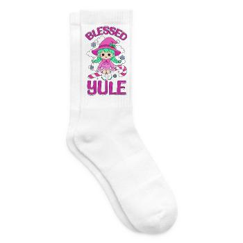 Weihnachts-Wintersonnenwende Weihnachtshexe - Tennissocken - Weiß - Rechts