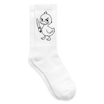 Ente mit Messer - Tennissocken - Weiß - Rechts