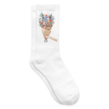 Aquarell Blumenstrauß Bouquet - Tennissocken - Weiß - Rechts