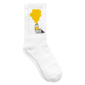 Eine Wolke Gelber Farbe Quilled Aus Der Farbtube - Tennissocken - Weiß - Rechts