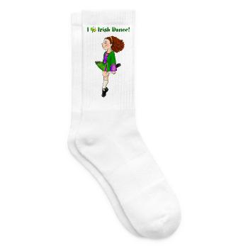 Irisches Tanzmädchen im grünen Kleid - Tennissocken - Weiß - Rechts