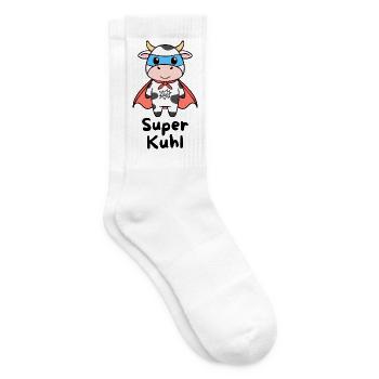 Super Kuhl – Superhelden Kuh - Tennissocken - Weiß - Rechts