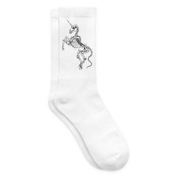 Einhornskelett – Gotische Fantasy-Knochenkreatur - Tennissocken - Weiß - Rechts