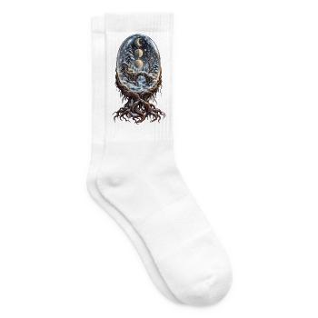 Mondphasen-Wurzel in magischer Schneekugel - Tennissocken - Weiß - Rechts