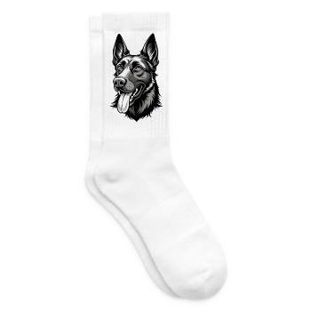 Belgischer Malinois-Hundekopf - Tennissocken - Weiß - Rechts