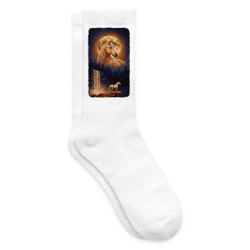 Mystisches Pferd Vollmond und Wasserfall - Tennissocken - Weiß - Rechts
