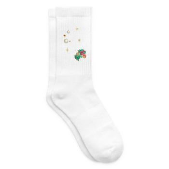 Goldene Festlichkeitskugeln und Geschenke - Tennissocken - Weiß - Rechts