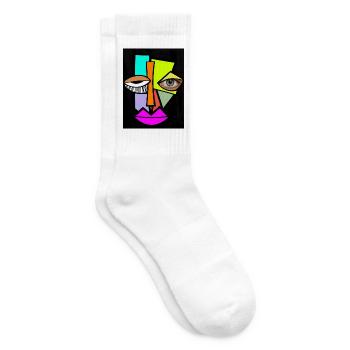 Neon Geometric Face Pop Art - Tennis socks - white - Right