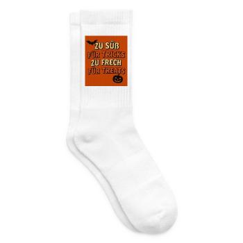 Halloween Spruch mit Kürbis und Fledermaus - Tennissocken - Weiß - Rechts