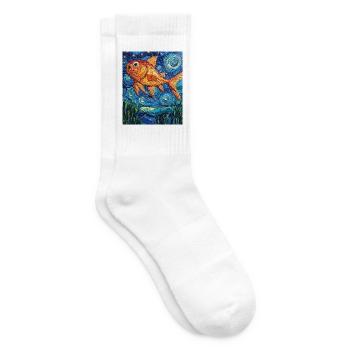 Goldfisch Fisch Van Gogh Style  - Tennissocken - Weiß - Rechts