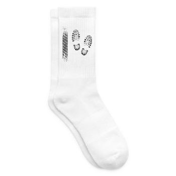 Track and Footprint Pattern - Tennis socks - white - Right