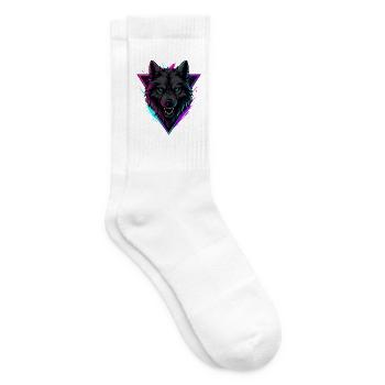 Loup néon en triangle rose violet - Chaussettes de tennis - blanc - Droite
