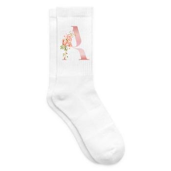 Monogramm Ein Pastellblume - Tennissocken - Weiß - Rechts