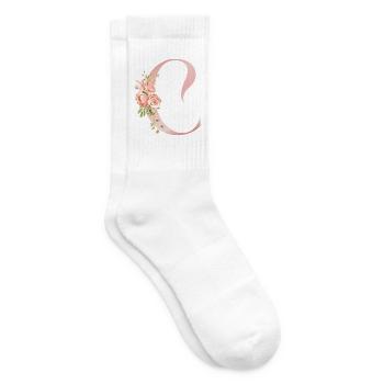 Q Blumenaquarell und Band - Tennissocken - Weiß - Rechts