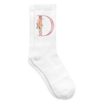 Pastel floral d with bouquet - Tennis socks - white - Right