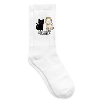 Angel vs. Devil Cats - Tennis socks - white - Right
