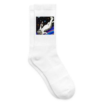 Betrunkene Katze im Weltraum. - Tennissocken - Weiß - Rechts
