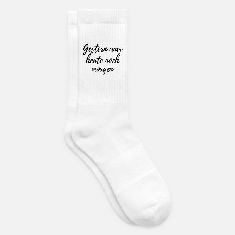 Gestern war heute noch morgen – Kalligraphie Spruc - Tennissocken - Weiß