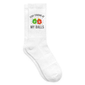 Hör auf, meine Eier anzustarren - Tennissocken - Weiß - Rechts