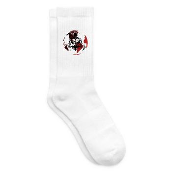 Bodybuilding Silhouette on Red Globe - Tennis socks - white - Right
