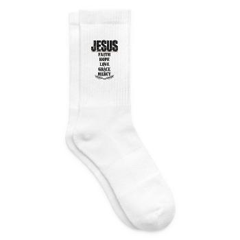 Jesus Glaube Hoffnung Liebe Gnade Barmherzigkeit - Tennissocken - Weiß - Rechts