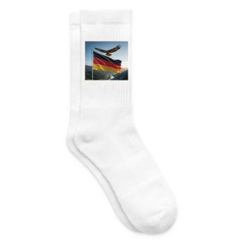 Adler über der deutschen Flagge - Tennissocken - Weiß - Rechts