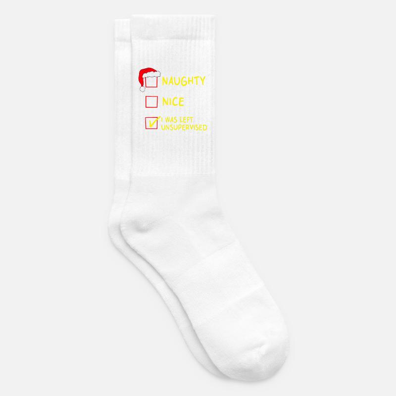 Naughty Nice – I Was Left Unsupervised Christmas - Tennis socks - white