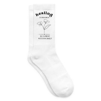 Filigrane Blumensilhouette healing - Tennissocken - Weiß - Rechts