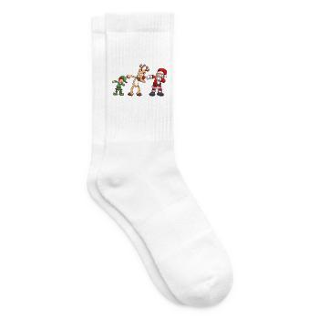Christmas scene with elf, reindeer and Santa Claus - Tennis socks - white - Right