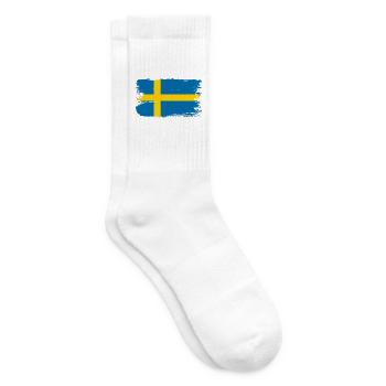 Schwedische Flagge Brush Tee - Tennissocken - Weiß - Rechts