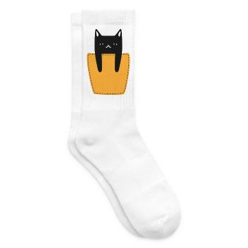 Katze In Der Brusttasche - Tennissocken - Weiß - Rechts