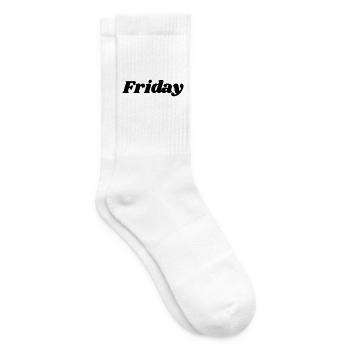 Friday – Black lettering - Tennis socks - white - Right