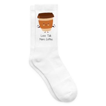 Less Talk More Coffee Cup Illustration - Tennis socks - white - Right