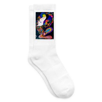 Buntes mystisches Porträt - Tennissocken - Weiß - Rechts