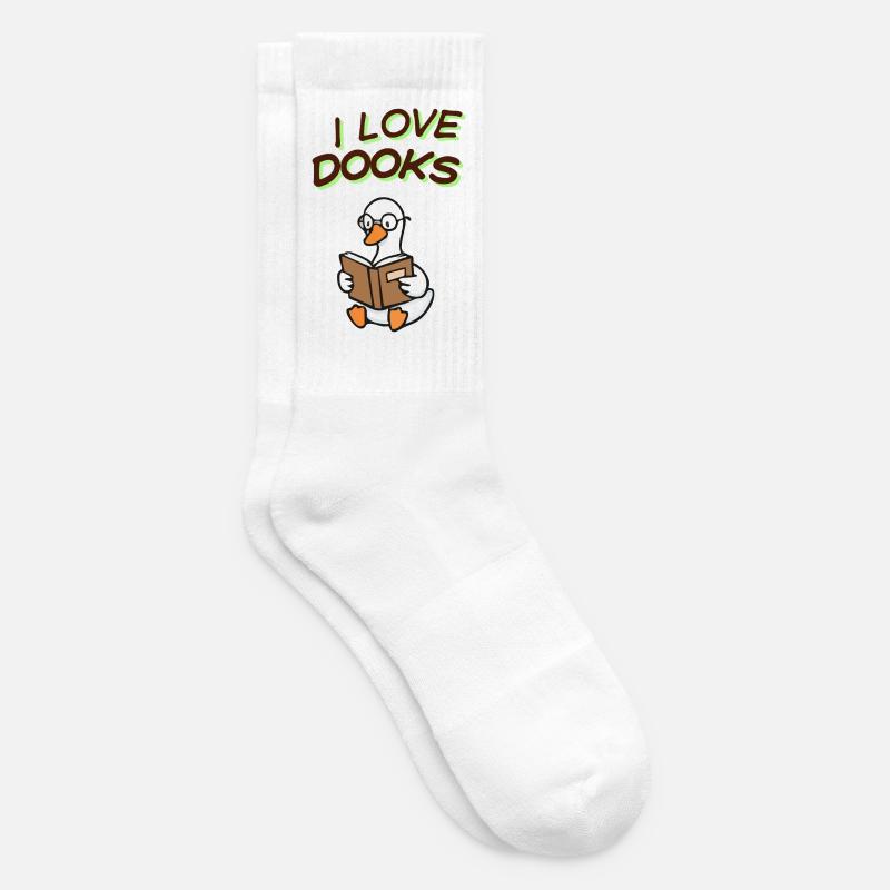 J’adore les livres Duck Reader Cartoon - Chaussettes de tennis - blanc