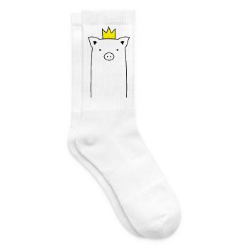 Schwein mit Krone Schweinchen Ferkel Sau Geschenk - Tennissocken - Weiß - Rechts