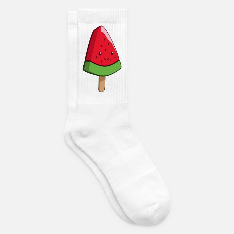 Wassermelonen Eiskunst am Stiel - Tennissocken - Weiß