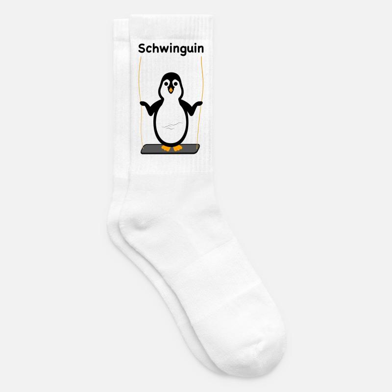Schwinguin - Pinguin auf Schaukel - Tennissocken - Weiß