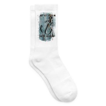 Anker mit Koordinaten - Tennissocken - Weiß - Rechts